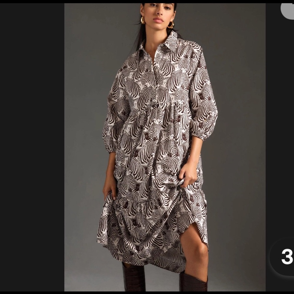 Anthropologie Maeve Bettina Tiered Shirt dress
Zebra Brown size medium